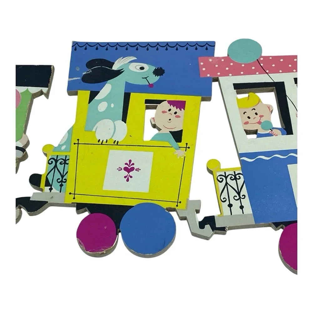 VTG Dolly Toy Co Train Wall Puzzle 1950s‎ Pressboard Nursery Decor